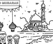 Coloriage Les enfants te  souhaitent un A&iuml;d Moubarak