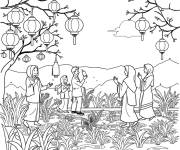 Coloriage Les voisins &eacute;changent le souhait d'un A&iuml;d Moubarak