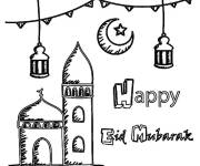 Coloriage Minaret et d&eacute;coration de l'A&iuml;d Moubarak