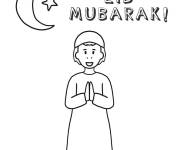 Coloriage et dessins gratuit Mod&egrave;le avec un gar&ccedil;on musulman pourr l'A&iuml;d Moubarak à imprimer