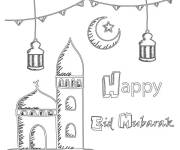 Coloriage et dessins gratuit Mosqu&eacute;e &agrave; l'occasion de l'eid à imprimer