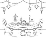 Coloriage Table de la famille pour A&iuml;d Moubarak