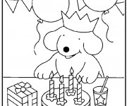 Coloriage Anniversaire de Chien pour enfant