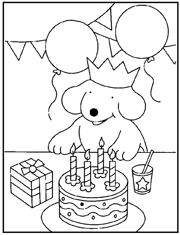 Coloriage Anniversaire De Chien Pour Enfant Dessin Gratuit A Imprimer