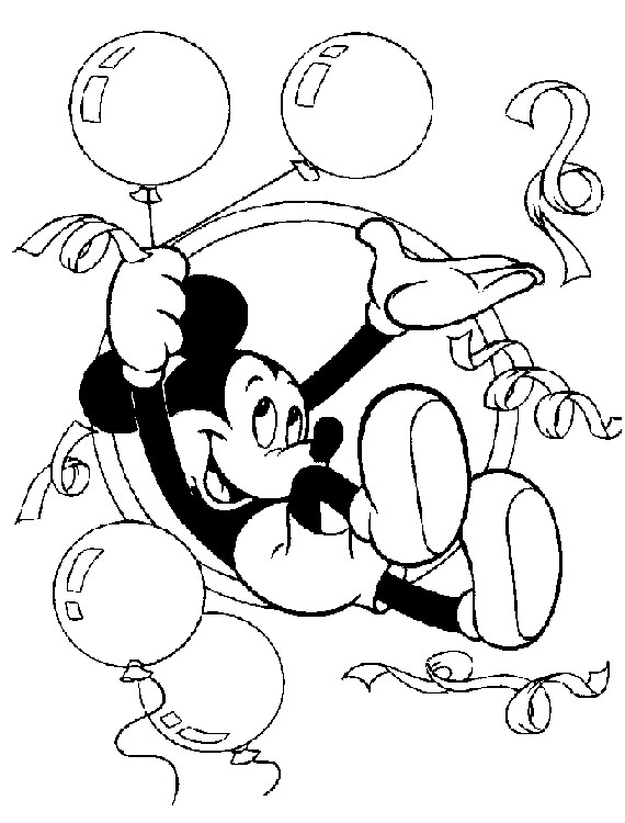 Coloriage et dessins gratuits Anniversaire de Mickey Mouse à imprimer