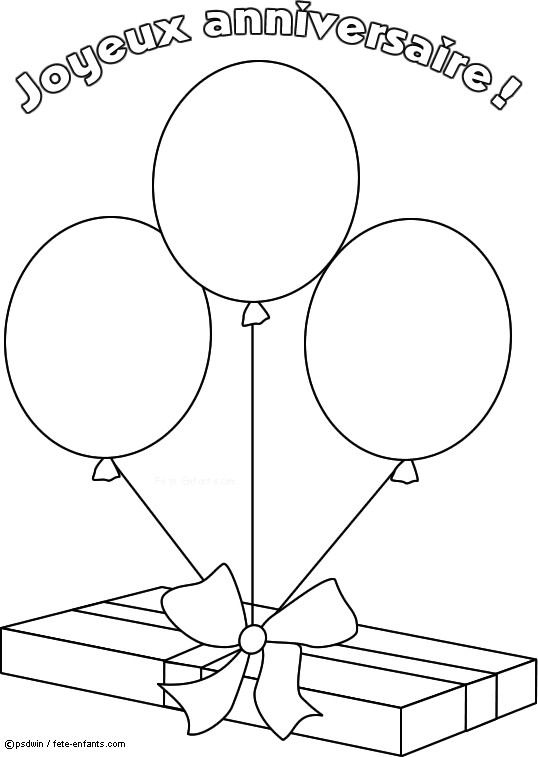 Coloriage Cadeau D Anniversaire Avec Des Ballons Dessin Gratuit A Imprimer