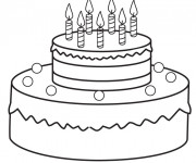 Coloriage et dessins gratuit Gâteau d'Anniversaire à découper à imprimer