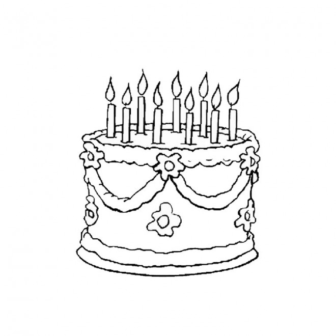 Coloriage Gâteau Danniversaire En Couleur Dessin Gratuit à