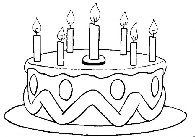 Coloriage Gâteau Danniversaire Facile Dessin Gratuit à Imprimer