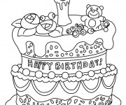 Coloriage et dessins gratuit Gâteau d'Anniversaire magnifique à imprimer