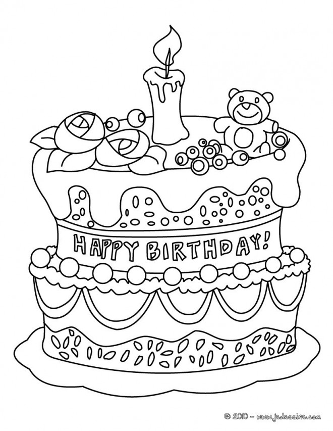 Coloriage Gâteau Danniversaire Magnifique Dessin Gratuit à