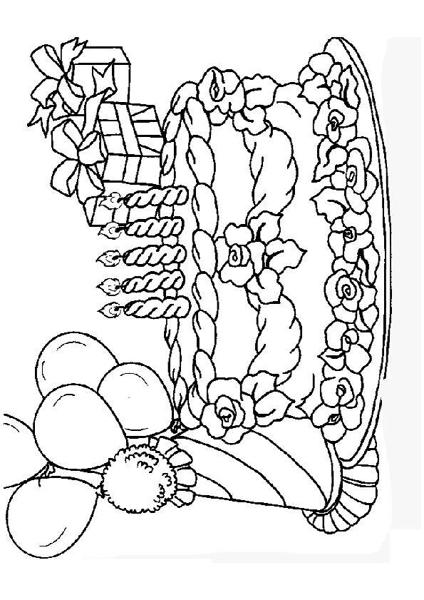 Coloriage Gâteau Et Cadeaux Danniversaire Dessin Gratuit à