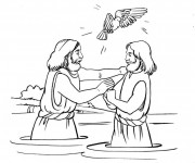 Coloriage Baptême de Jésus et La Colombe