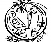 Coloriage Bapt&ecirc;me J&eacute;sus et Marie