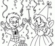 Coloriage et dessins gratuit Les Enfants et Le Carnaval à imprimer