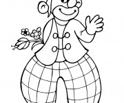 Coloriage Clown avec des fleurs