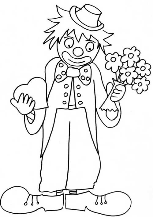 Coloriage Clown Portant Des Fleurs Dessin Gratuit à Imprimer