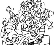 Coloriage Clowns drôles dans la voiture