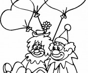 Coloriage Deux clowns en amour