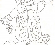 Coloriage Le clown porte la fleur