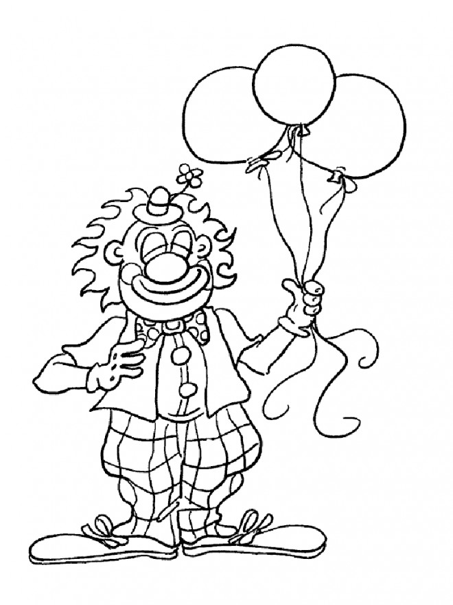 Coloriage et dessins gratuits Un Clown tout souriant portant des Ballons à imprimer