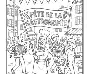Coloriage Chanter et s'amuser pendant la F&ecirc;te de la Gastronomie