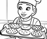 Coloriage Chef tenant un plateau de biscuits