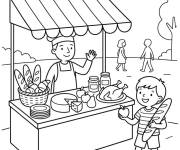 Coloriage et dessins gratuit Enfant et chef pour la F&ecirc;te de la Gastronomie à imprimer
