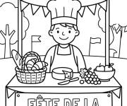 Coloriage et dessins gratuit Enfant participe &agrave; la f&ecirc;te de la nourriture à imprimer