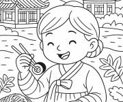Coloriage F&ecirc;te de la Gastronomie en kor&ecirc;