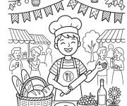 Coloriage F&ecirc;te de la Gastronomie en plein air