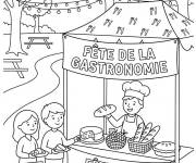 Coloriage F&ecirc;te de la Gastronomie en vecteur