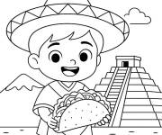 Coloriage et dessins gratuit F&ecirc;te de la Gastronomie et le Taco en Mexique à imprimer