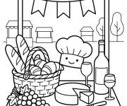 Coloriage et dessins gratuit F&ecirc;te de la Gastronomie pour maternelle à imprimer