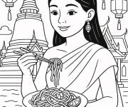 Coloriage Pad Thai F&ecirc;te de la Gastronomie