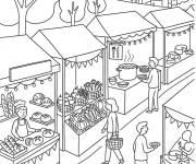 Coloriage Paysage de la F&ecirc;te de la Gastronomie