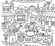 Coloriage Pr&eacute;paration de nourriture F&ecirc;te de la Gastronomie