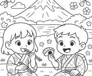 Coloriage Sushi japonais pour F&ecirc;te de la Gastronomie