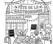 Coloriage Table plein de nourriture