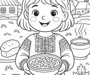 Coloriage Ukraine Borscht pendant la F&ecirc;te de la Gastronomie
