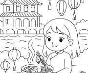 Coloriage et dessins gratuit Vietnam Pho f&ecirc;te à imprimer