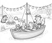 Coloriage Animaux c&eacute;l&egrave;brent la F&ecirc;te de la Saint-Jean