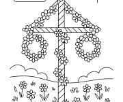 Coloriage Arbre de la Saint-Jean avec couronnes