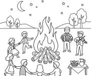Coloriage et dessins gratuit Chanter et danser pendant la f&ecirc;te de la Saint-Jean à imprimer