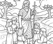 Coloriage Enfants autour du saint Jean Baptiste