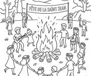 Coloriage et dessins gratuit Enfants et la f&ecirc;te de la Saint Jean à imprimer