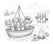 Coloriage Enfants mignons pendant la F&ecirc;te de la Saint-Jean