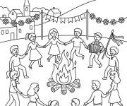 Coloriage et dessins gratuit Excitation pendant la F&ecirc;te de la Saint Jean à imprimer