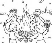 Coloriage F&ecirc;te de la Saint Jean en noir et blanc