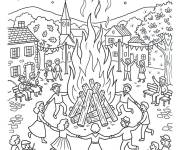Coloriage et dessins gratuit F&ecirc;te de la Saint Jean pour maternelle à imprimer